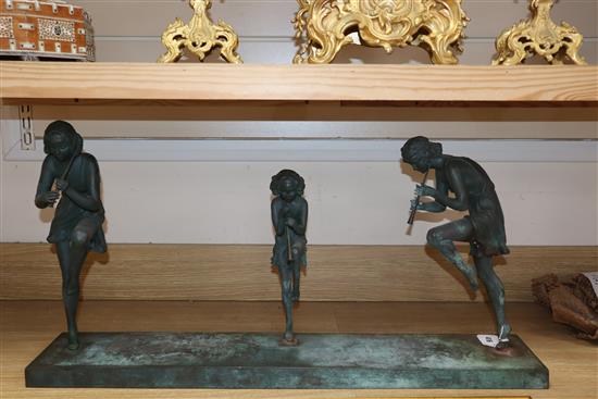 A Sussé bronze of The Three Graces, signed Matto, length 77.5cm